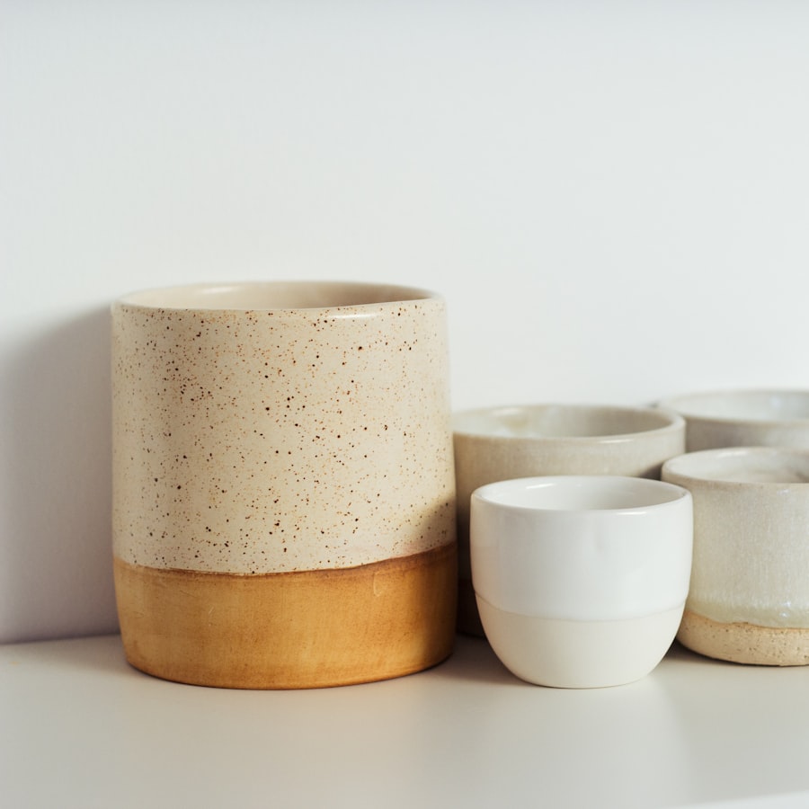 Speckled Ceramic Cup &amp; Planter Set